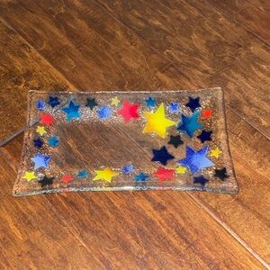 Peggy Karr fused Glass Star 9x6 recatngular plate